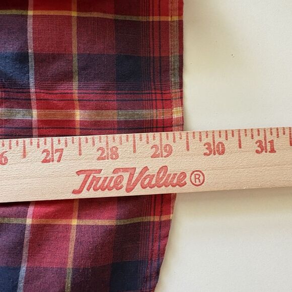 Mens Western Shirt M Red Black‎ Plaid Levi's Button up Long Sleeve Cowboy Ranch - Picture 9 of 9